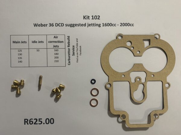 Kit 102 Weber 36 DCD 1600cc - 2000cc
