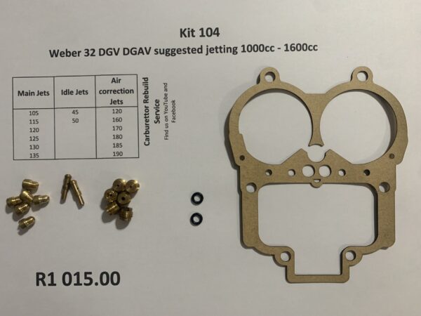Kit 104 Weber 32 DGV DGAV 1000cc - 1600cc