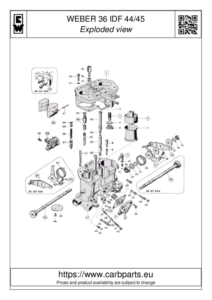 thumbnail of WEBER 36 IDF parts list