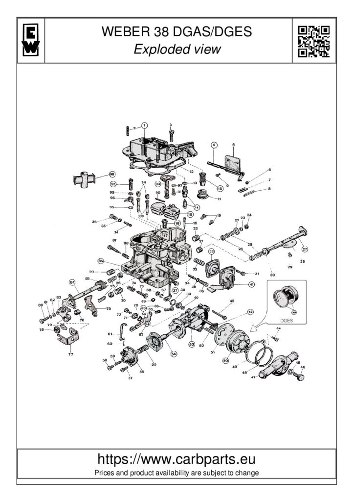 thumbnail of WEBER 38 DGAS parts list