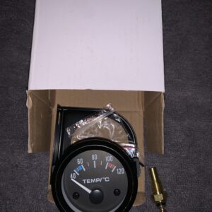 Temperature gauge with sensor 12v 52mm (Black)